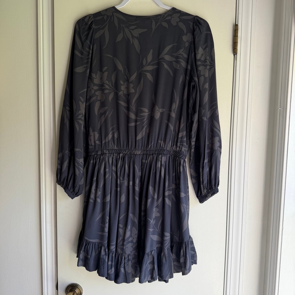 Z Supply Charcoal Floral Rayon Mini Dress Button Front Ruffle Hem Small ZD221921 - Picture 8 of 10